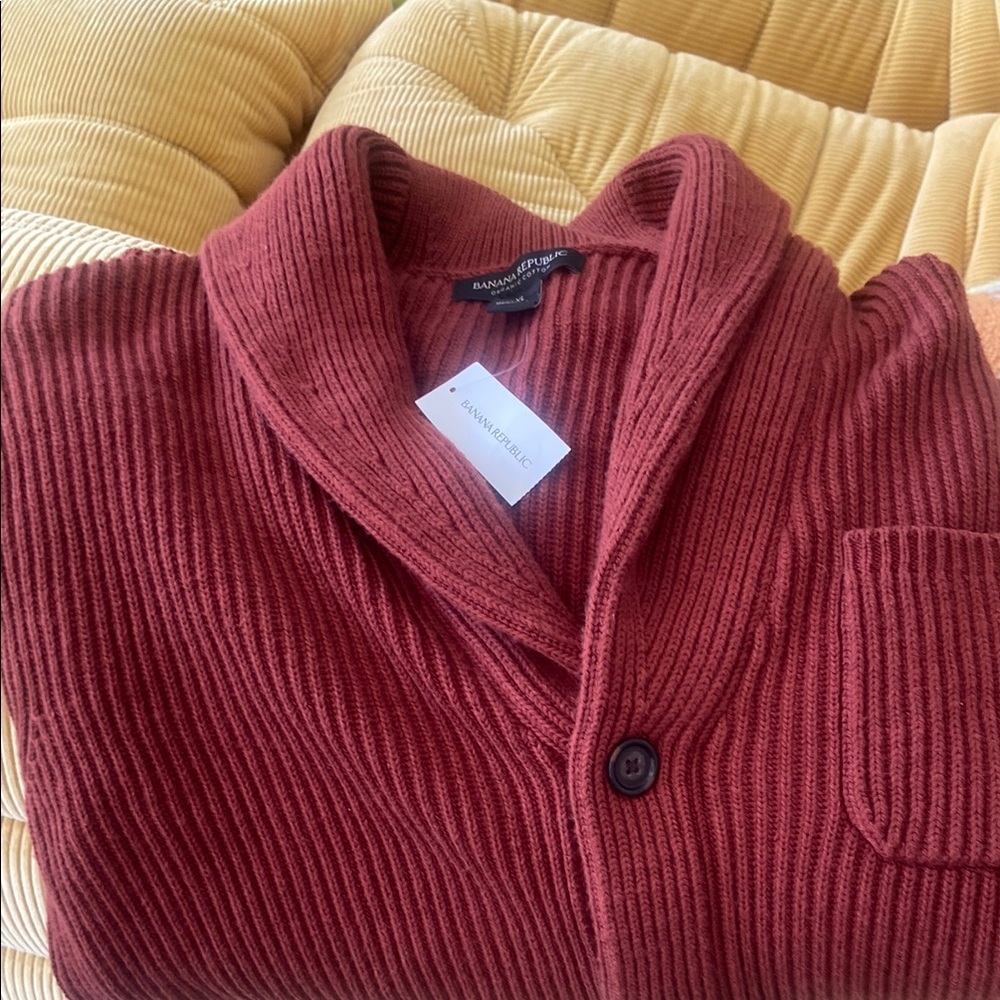 Banana Republic Red Cardigan Sweater with Shawl Collar